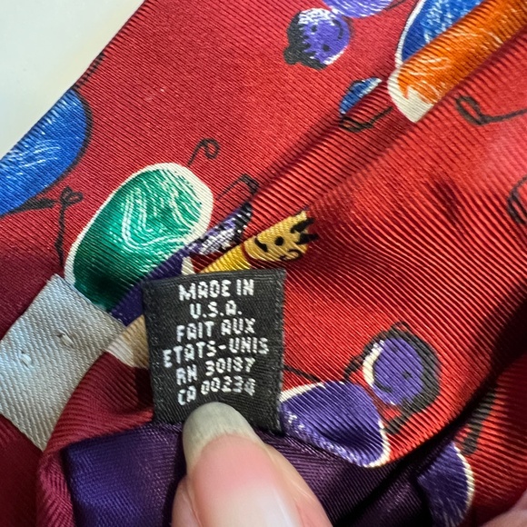 Save The Children Necktie Fingerprints Every Child Is Different Red Silk Tie - Picture 8 of 8